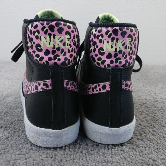 Nike Blazer Mid GS Girls Size 5Y Shoes Black Pink Cheetah DA4674-001 - Picture 6 of 7